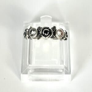 PZ Paz Sterling Silver 925 Rose and Clear Quartz Ring
